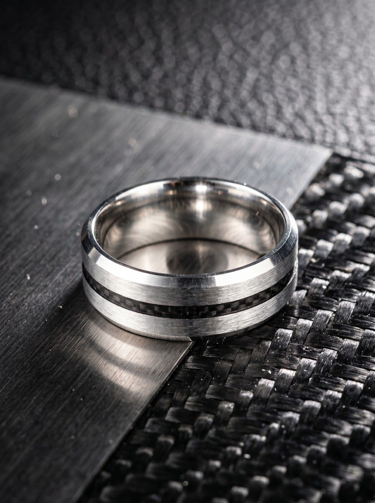 Lot of 5 Men's Stainless Steel Two-Tone Band Rings – Mixed Colors, photo 7