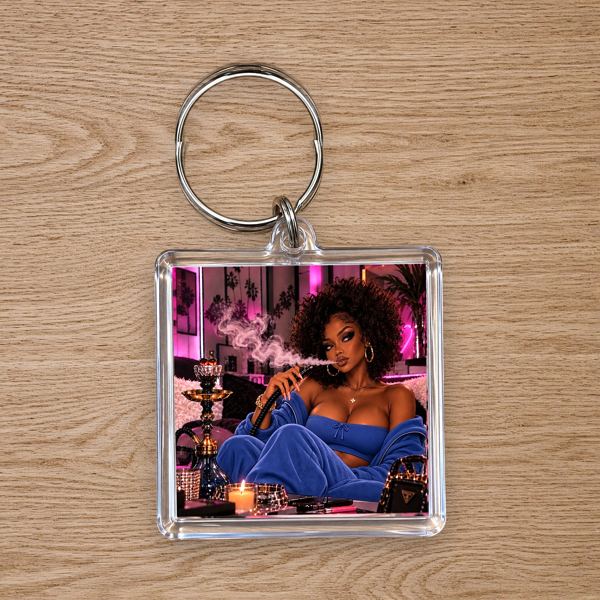 Hookah Girl Keychain: Curly Afro