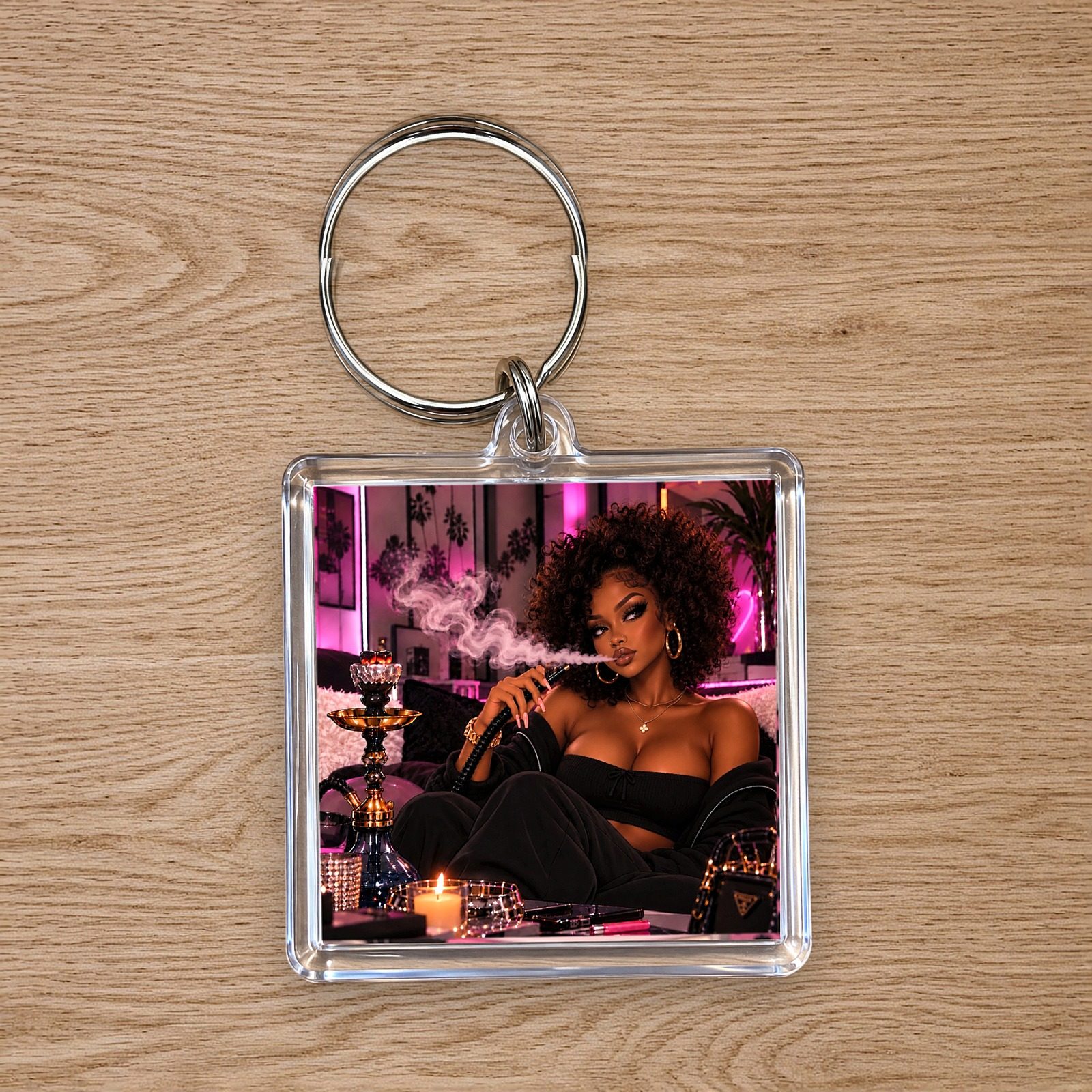 Hookah Girl Keychain: Curly Afro, photo 4