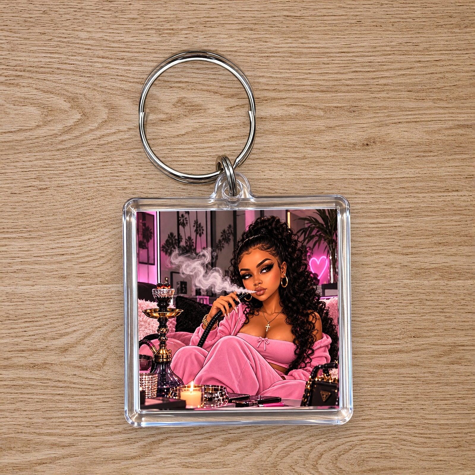 Hookah Girl Keychain: Curly Ponytail, photo 2