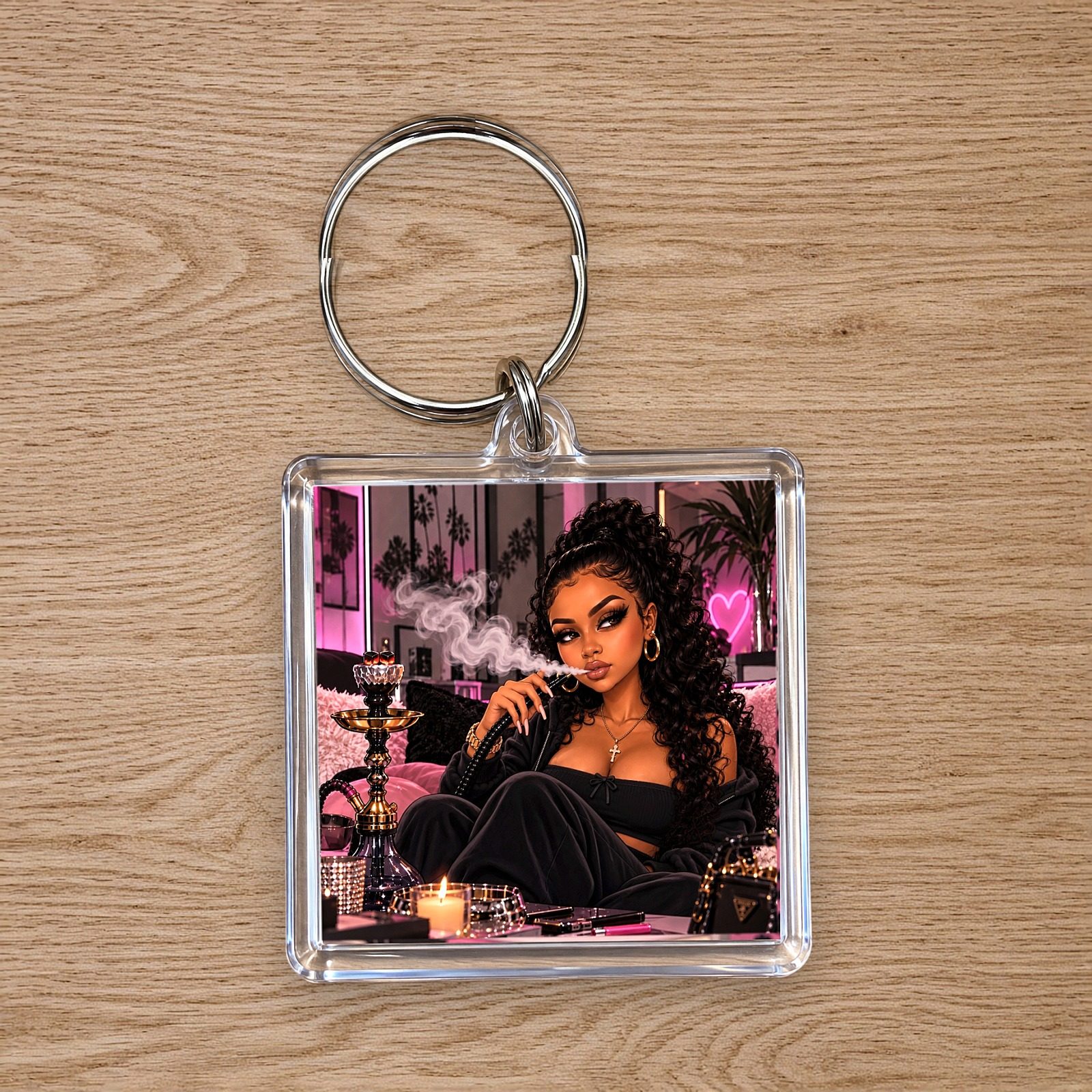 Hookah Girl Keychain: Curly Ponytail, photo 4