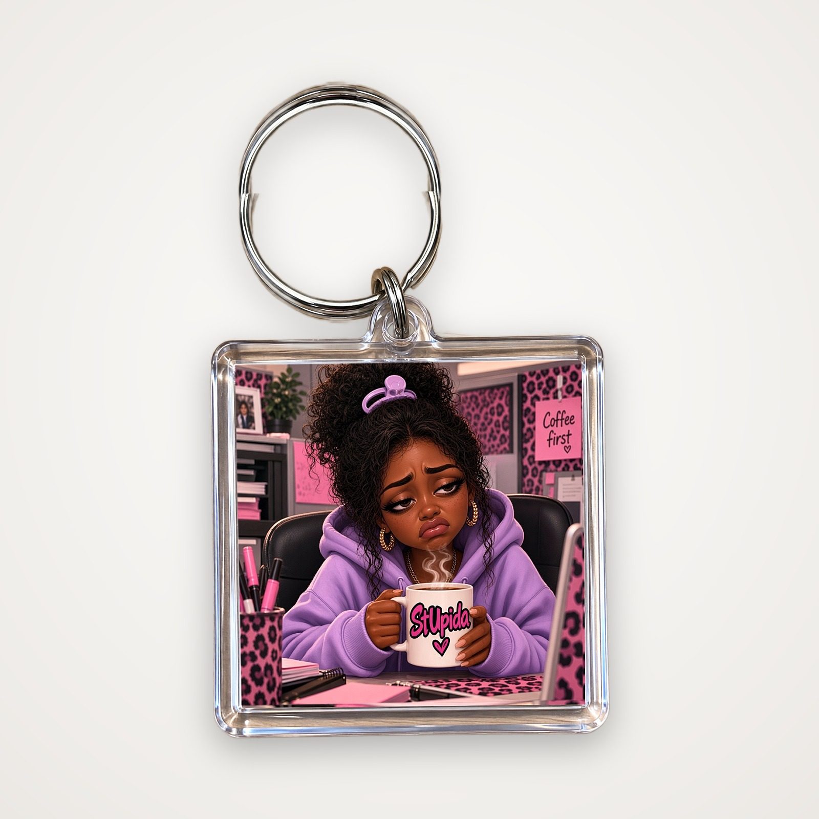 StUpida Coffee First Keychain, photo 2