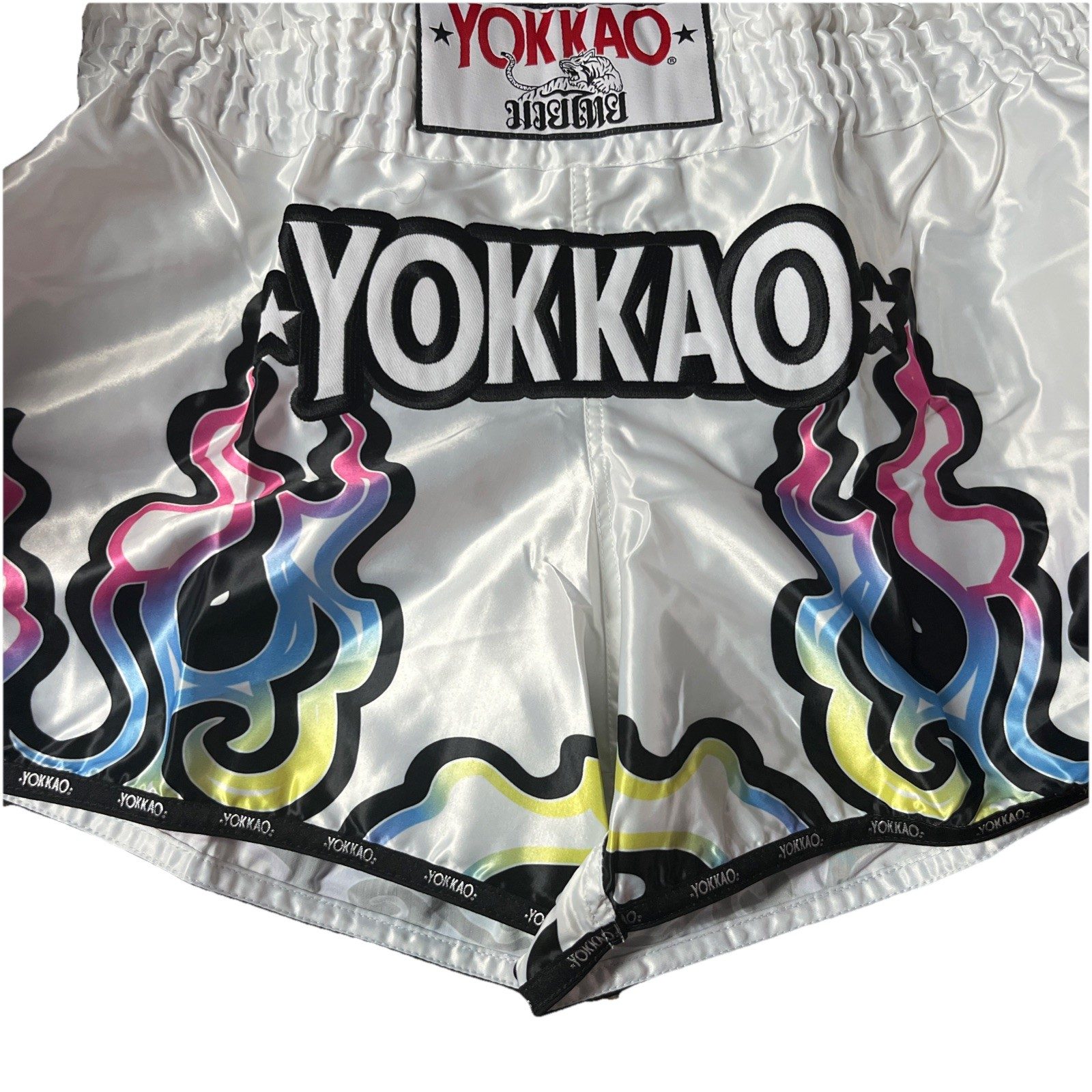 YOKKAO Flames White Muay Thai Shorts, photo 1